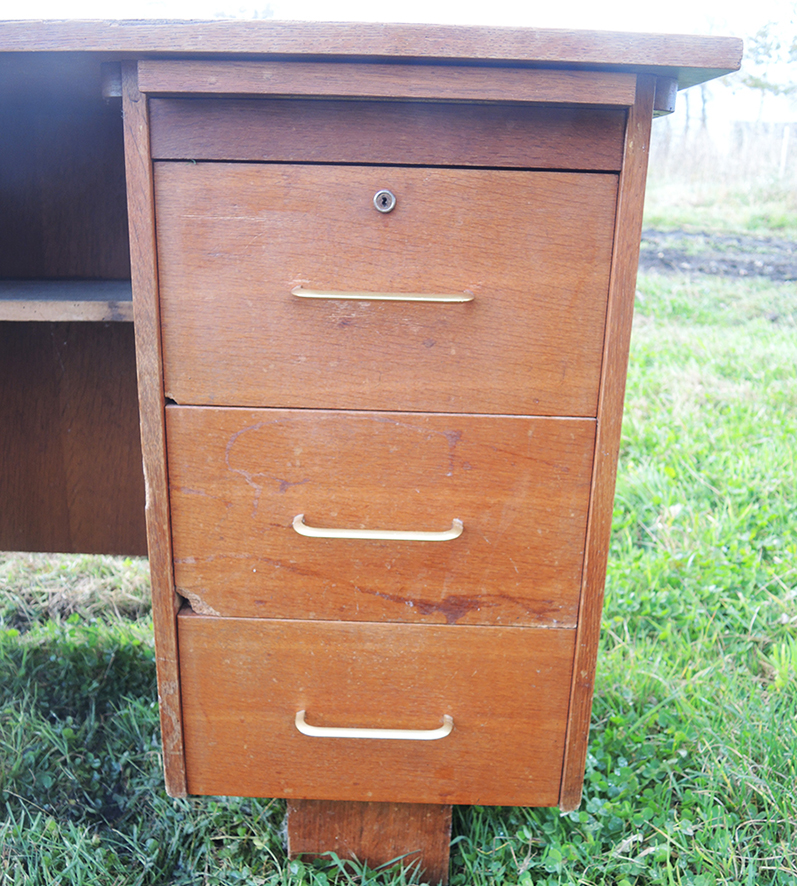 Ancien Bureau en Bois avec 3 Tiroirs (3)