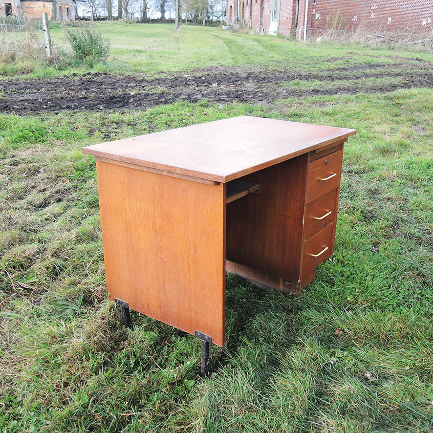 Ancien Bureau en Bois avec 3 Tiroirs (7)