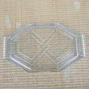 Ancien Plateau en Verre Transparent de Style Art Déco
