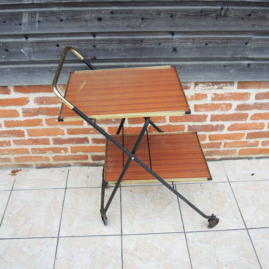 Ancienne Desserte de Cuisine Roulante en Formica (3)