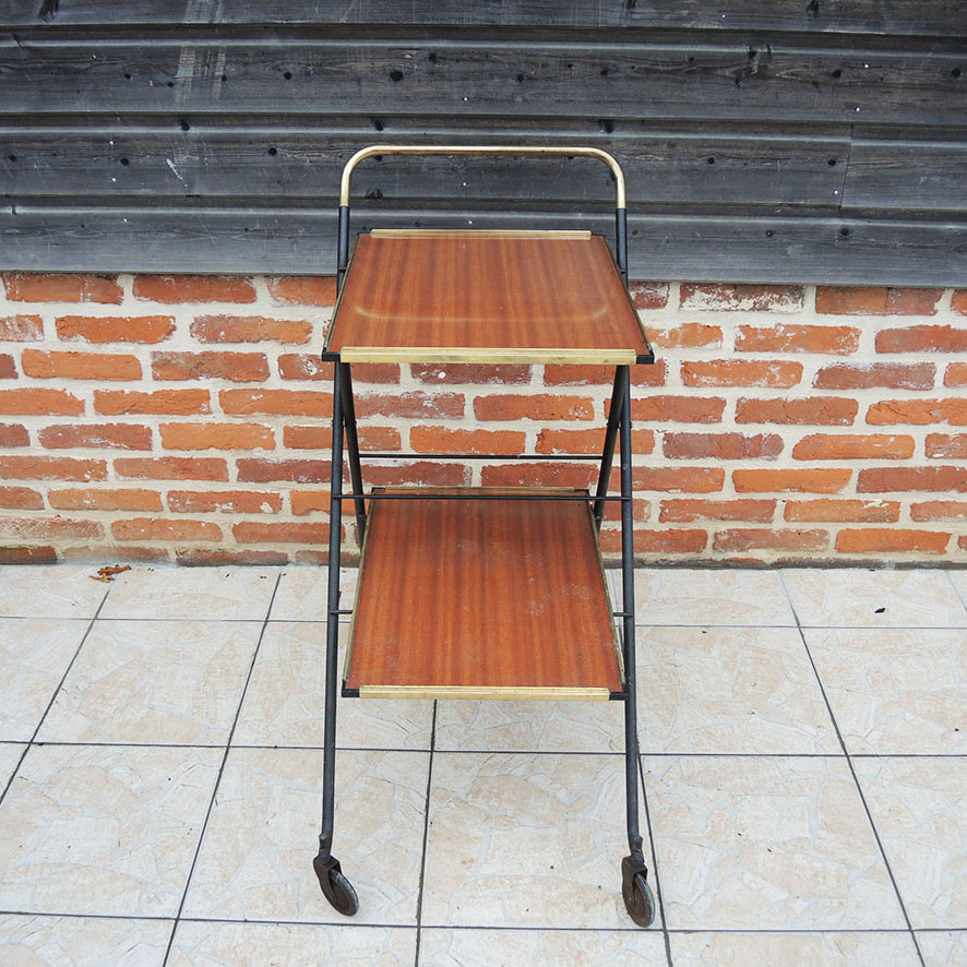 desserte-cuisine-formica-vintage Ancienne Desserte de Cuisine Roulante en Formica