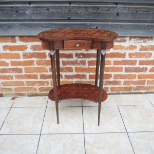 Ancienne Table d'Appoint Rognon en Marqueterie de Cubes