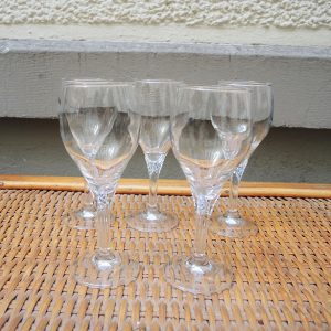 5 Anciens Verres à Pied en Verre Transparent