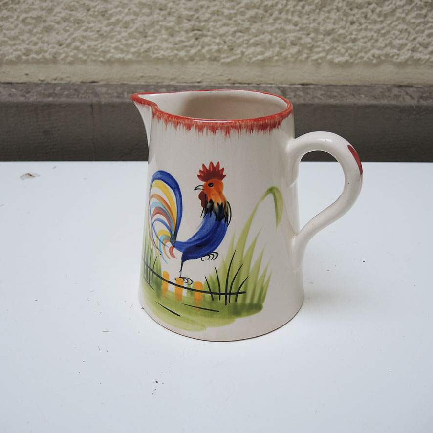 pichet-coq-ceramique-vintage Ancien Pichet Coq en Céramique Peint Main