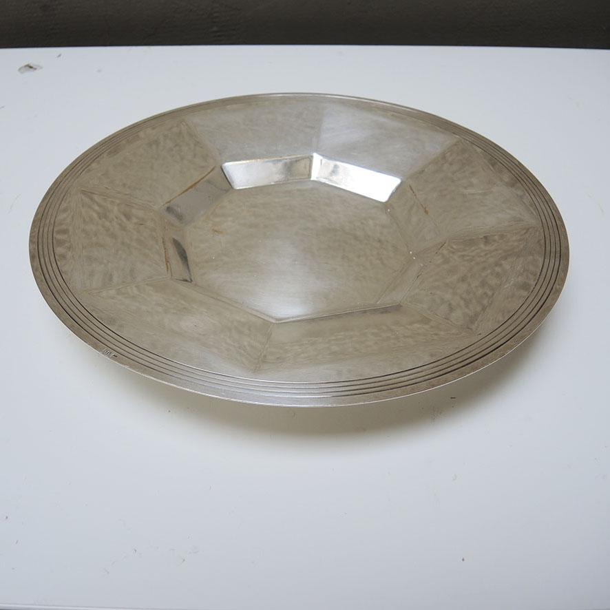 plat-service-octogonal-art-deco Ancien Plat de Service Octogonal en Métal Art Déco