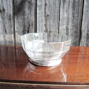 Ancien Saladier en Verre & Métal Art Déco