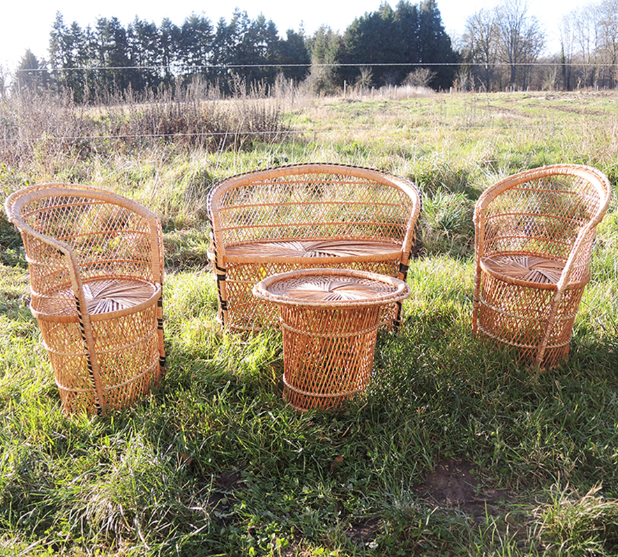 salon-rotin-enfant-vintage Ancien Salon en Rotin Pour Enfant (4 Pcs)