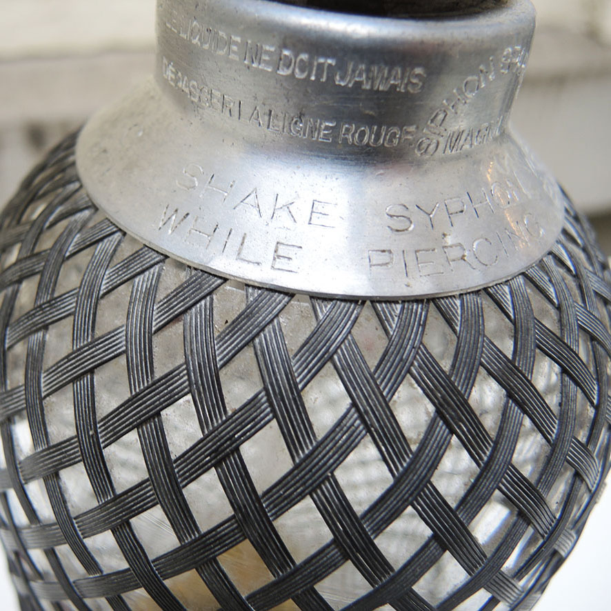 Ancien Siphon XL en Verre Transparent Grillagé (2)