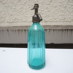 Ancien Siphon en Verre Turquoise T Haramburu Biarritz