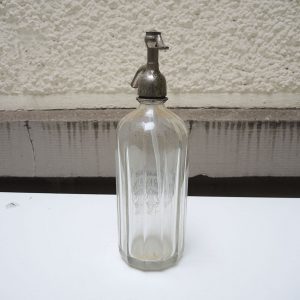 Ancien Siphon en Verre Turquoise Transparent R Butler Dorking