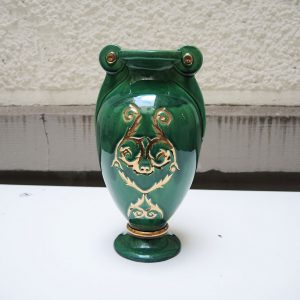Ancien Vase en Faïence Verte CAB Paris