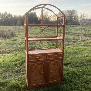 Ancienne Grande Bibliothèque en Bois & Osier