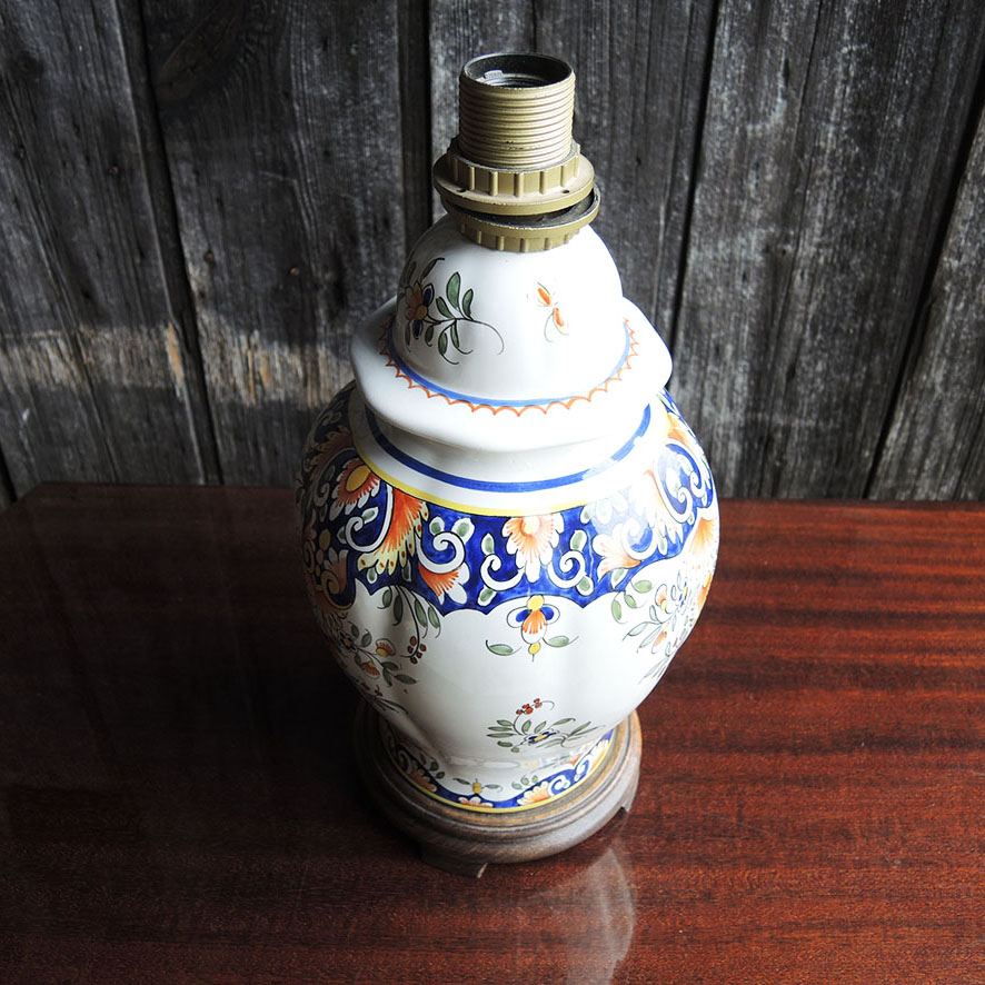 Ancienne Lampe en Faïence Vieux Rouen (1)