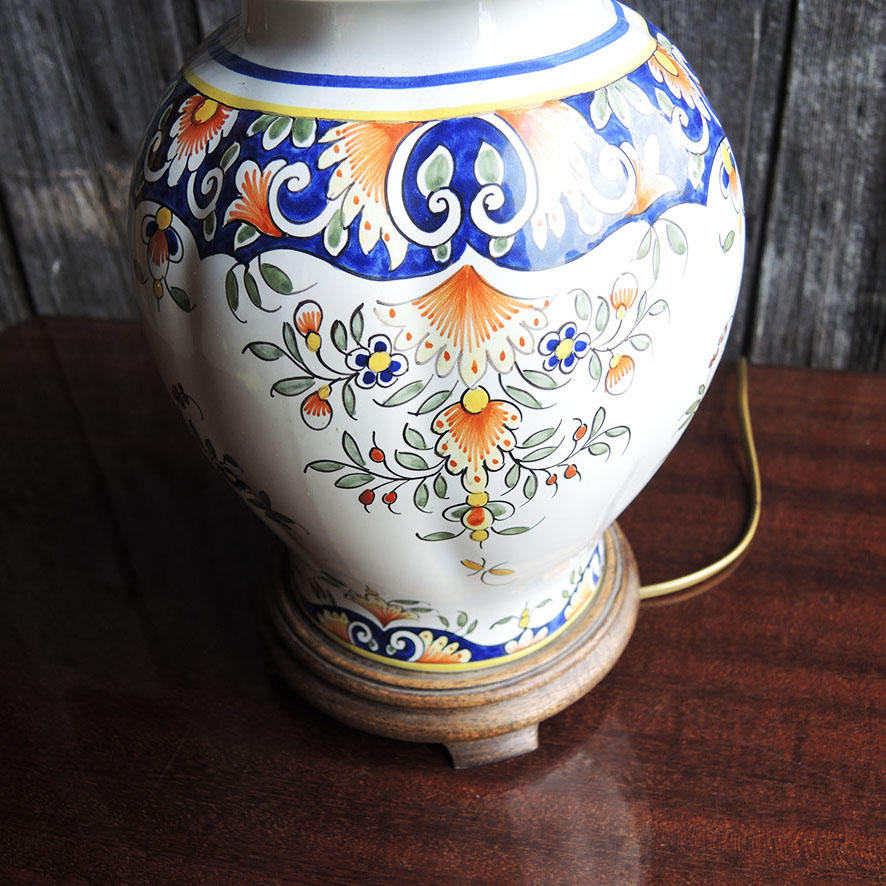 Ancienne Lampe en Faïence Vieux Rouen (3)