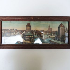 Ancienne Photo Panoramique Colorisée Strasbourg-Près des Ponts Couverts