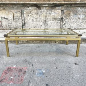 Ancienne Table Basse en Verre & Laiton Pierre Vandel
