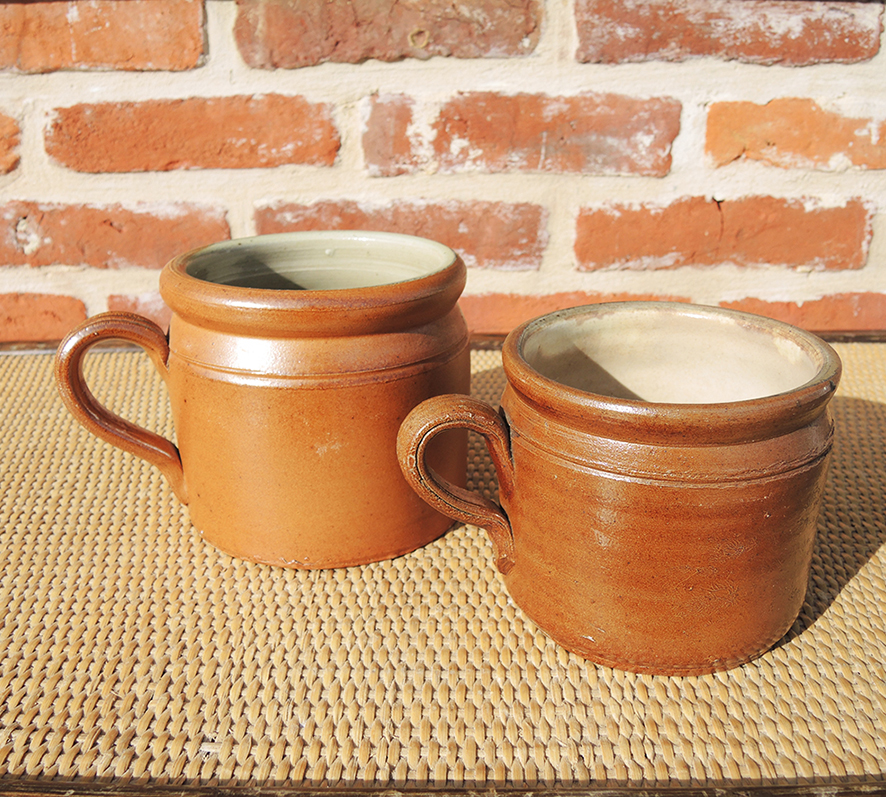 pot-anse-gres-vintage 2 Anciens Pot à Anse en Grès H 10,5 & 12,5 cm