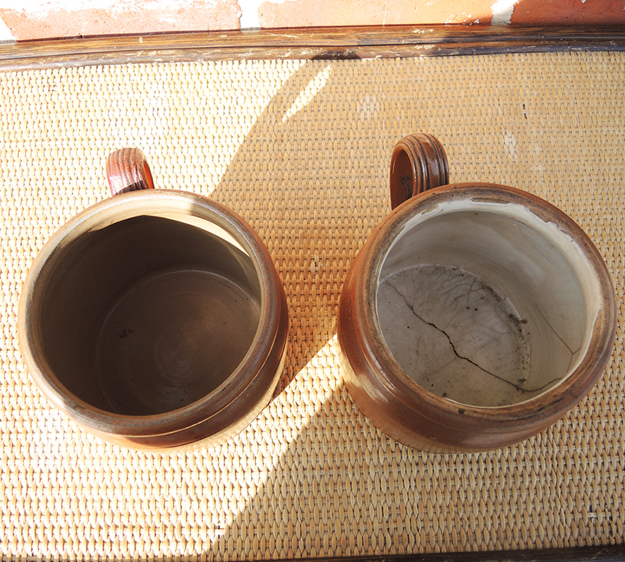 2 Anciens Pot à Anse en Grès H 13,5 cm (2)