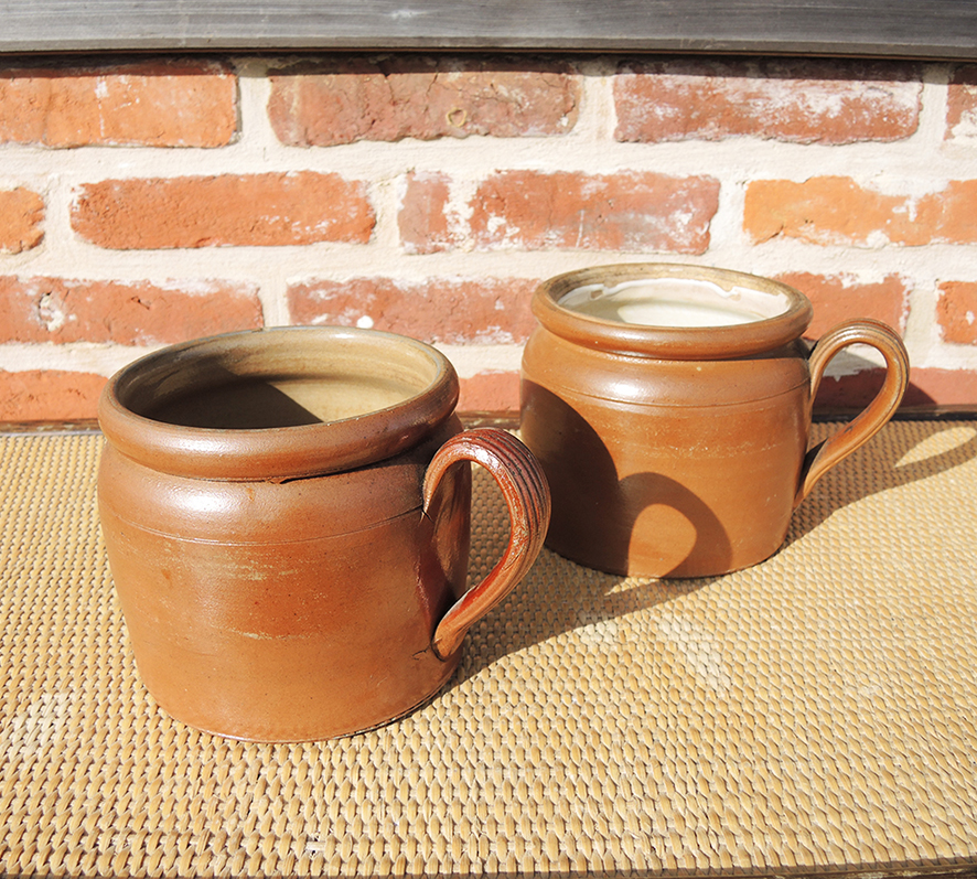 2 Anciens Pot à Anse en Grès H 13,5 cm (4)