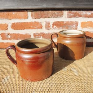 2 Anciens Pot à Anse en Grès H 13,5 cm