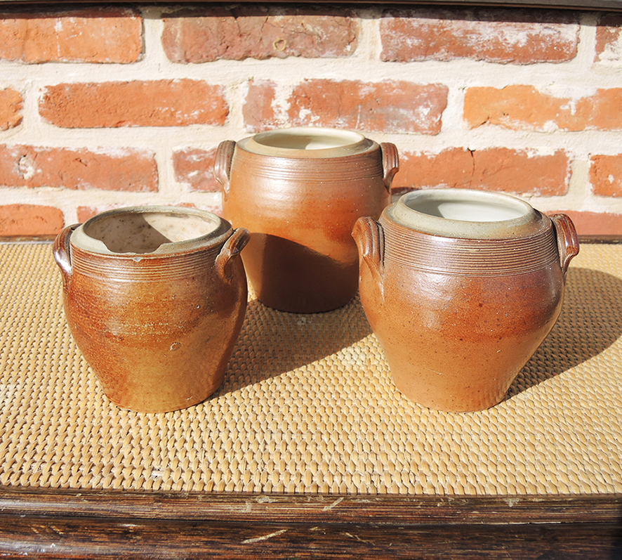 3 Anciens Pots en Grès H 11,5-12,5-14,5 cm (2)