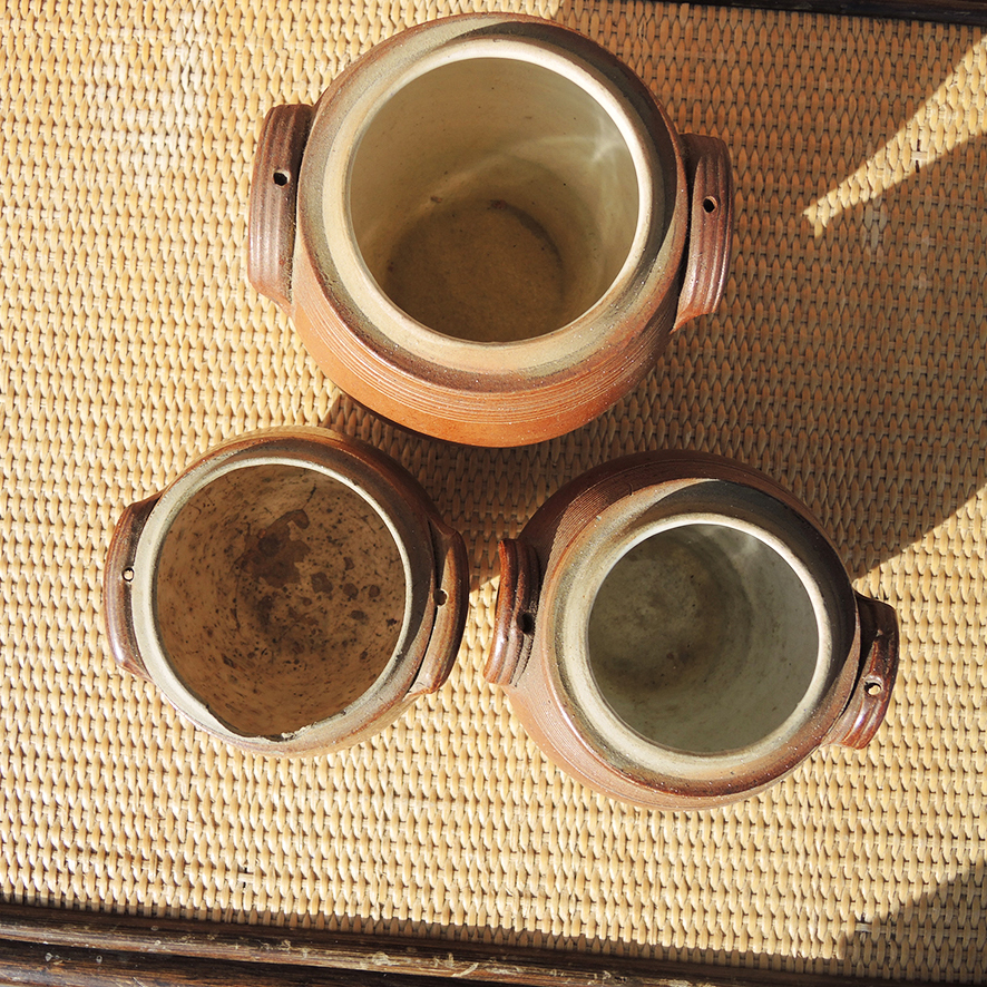 3 Anciens Pots en Grès H 11,5-12,5-14,5 cm (3)