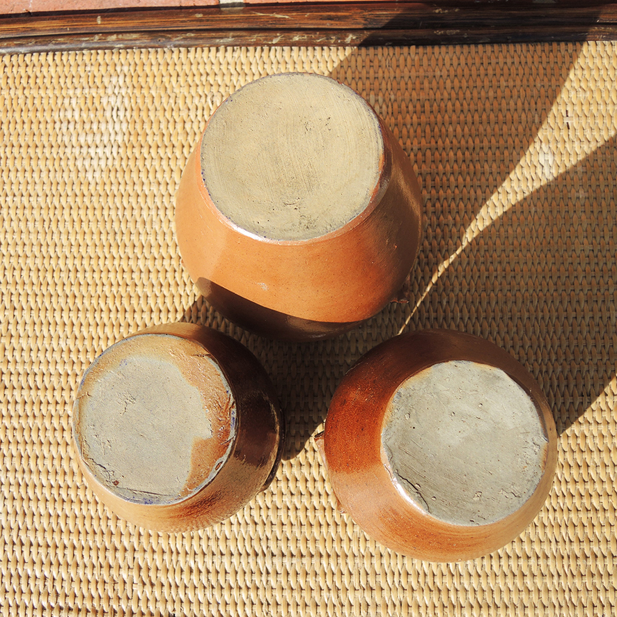 3 Anciens Pots en Grès H 11,5-12,5-14,5 cm (4)