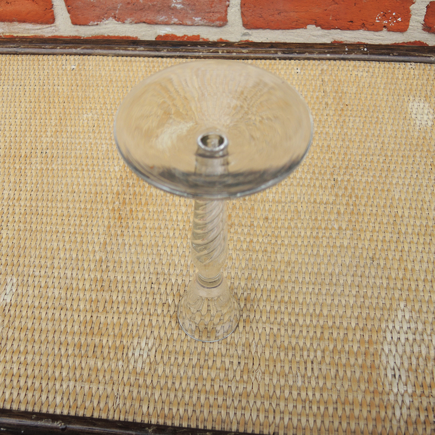 Ancien Bougeoir en Verre Torsadé Transparent (2)