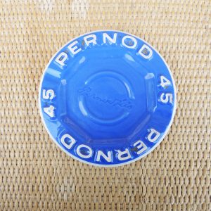 Ancien Cendrier Publicitaire en Céramique Bleue Pernod 45