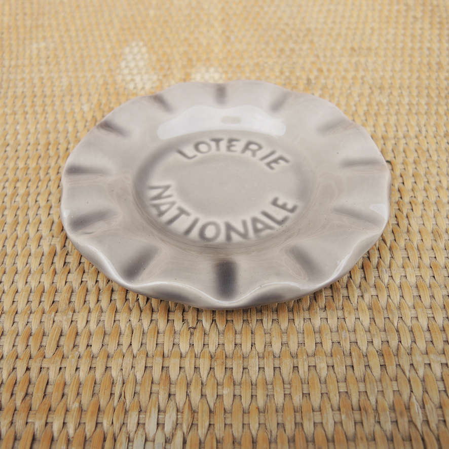 Ancien Cendrier Publicitaire en Céramique Grise Loterie Nationale (3)