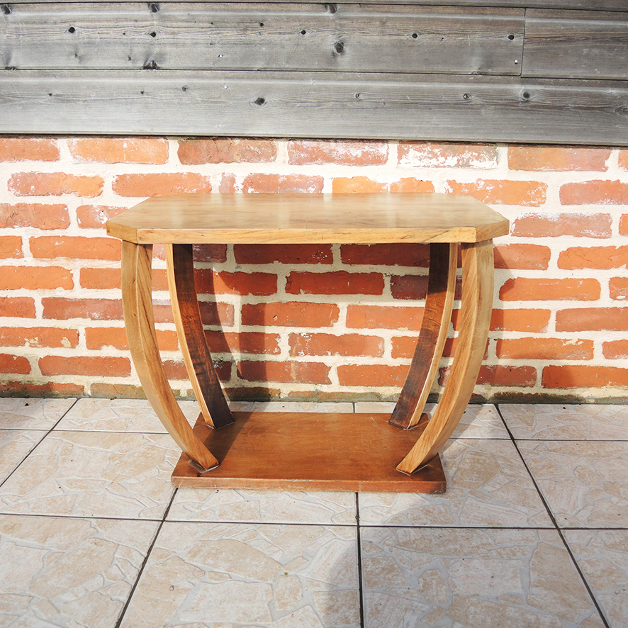 gueridon-bois-art-deco-vintage Ancien Guéridon Rectangulaire en Bois Art Déco