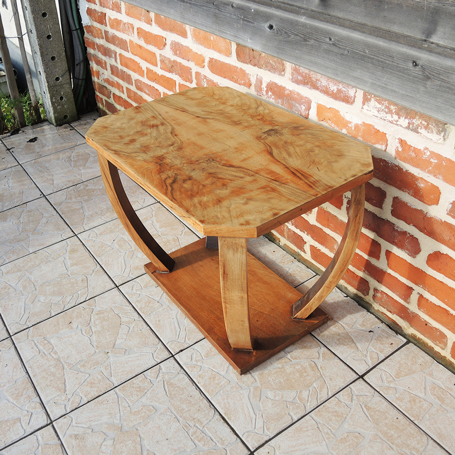 Ancien Guéridon Rectangulaire en Bois Art Déco (2)