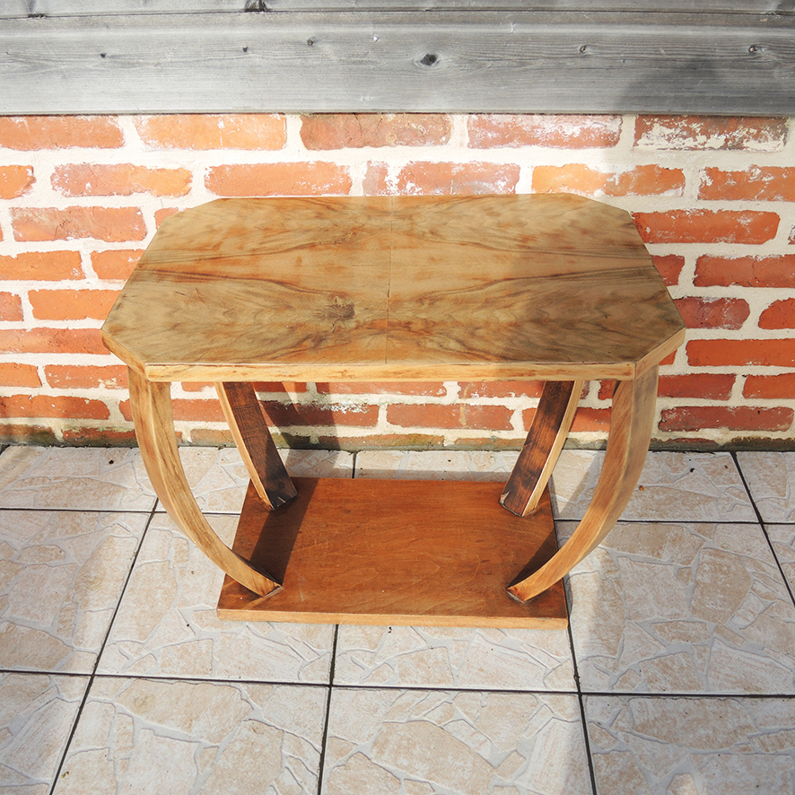 Ancien Guéridon Rectangulaire en Bois Art Déco (3)