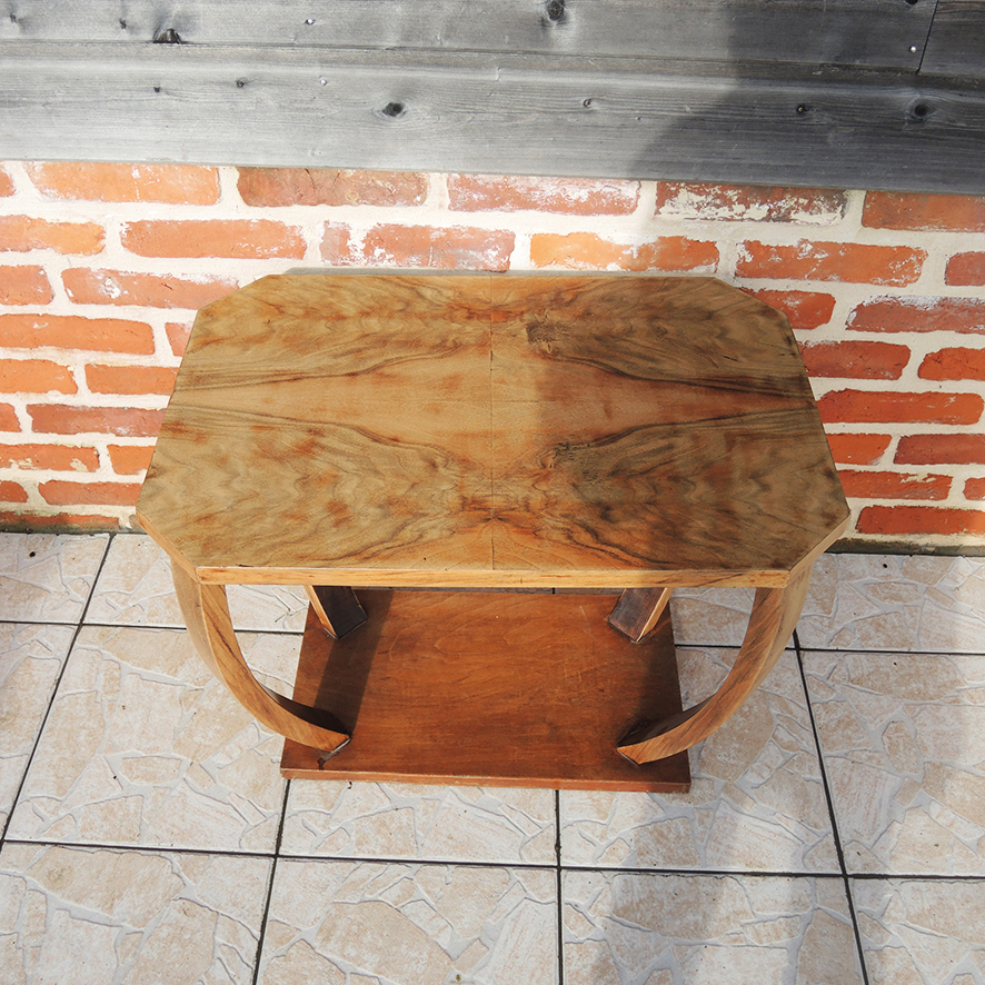 Ancien Guéridon Rectangulaire en Bois Art Déco (4)