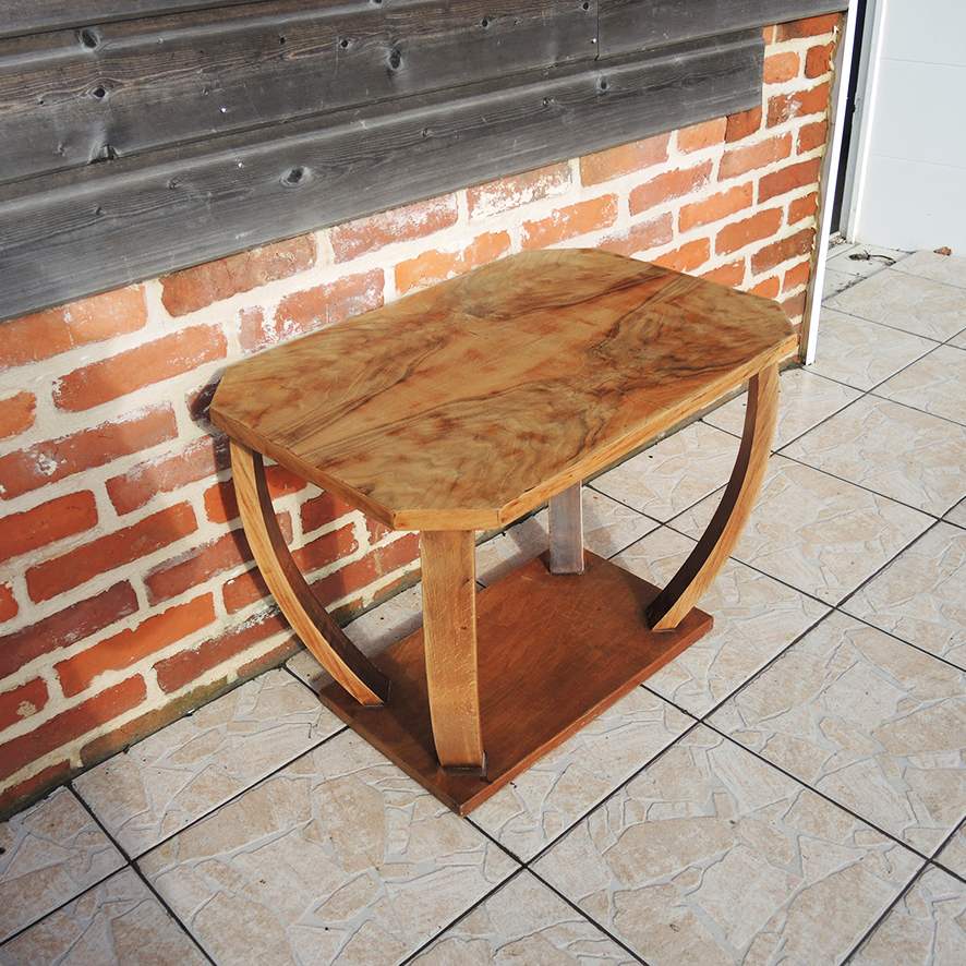 Ancien Guéridon Rectangulaire en Bois Art Déco (5)