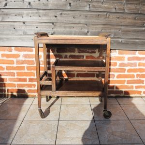 Ancienne Desserte en Bois Art Déco avec Plateau Amovible