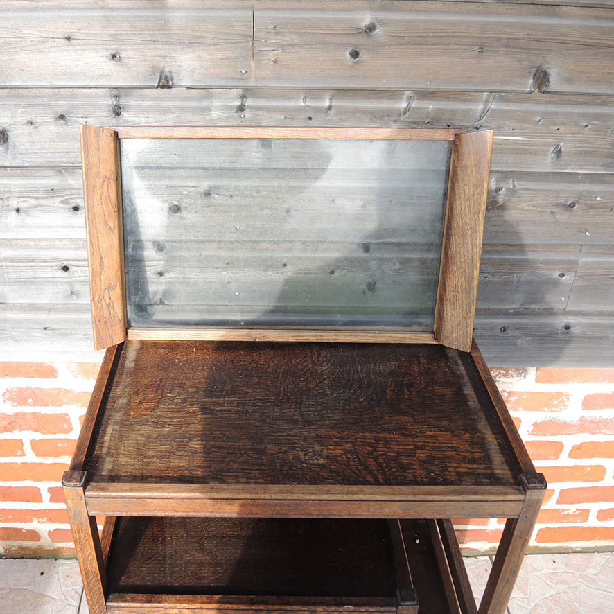 Ancienne Desserte en Bois Art Déco avec Plateau Amovible (3)