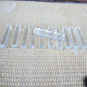 11 Anciens Porte-Couteaux Rectangulaires en Cristal Transparent