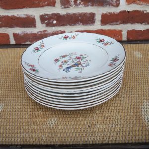 11 Assiettes Creuses en Céramique de Ceranord - Décor Paon