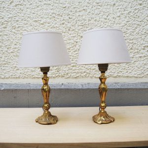 2 Anciennes Lampes de Chevet en Laiton Doré
