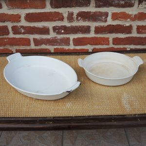 2 Plats au Four Le Creuset en Fonte Emaillée Blanche