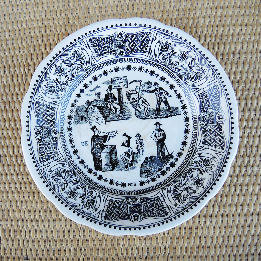 6 Anciennes Assiettes Parlantes en Céramique de Gien - Proverbes (3)