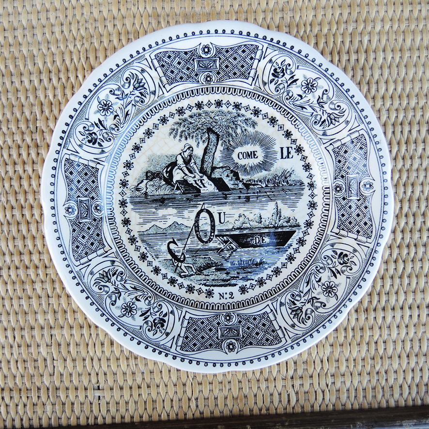 6 Anciennes Assiettes Parlantes en Céramique de Gien - Proverbes (7)