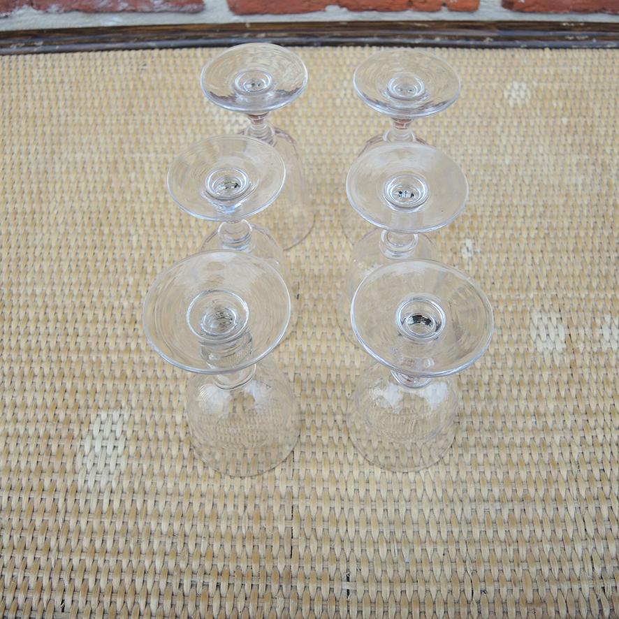 6 Verres à Pied en Cristal Style Gondole de Baccarat (3) H 10,5 cm