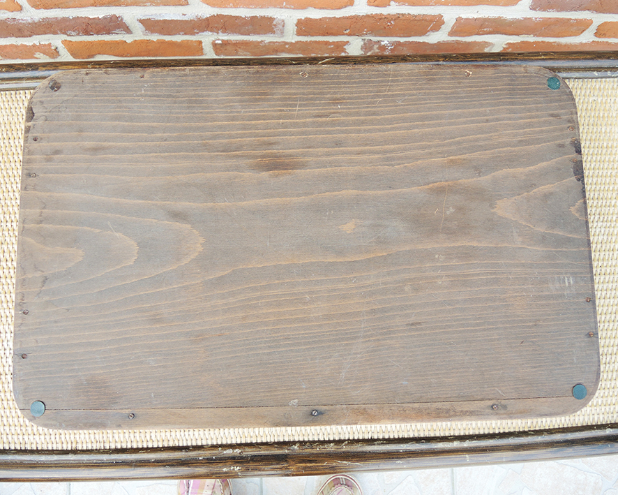 Ancien Grand Plateau de Service en Bois & Laiton – Image 2
