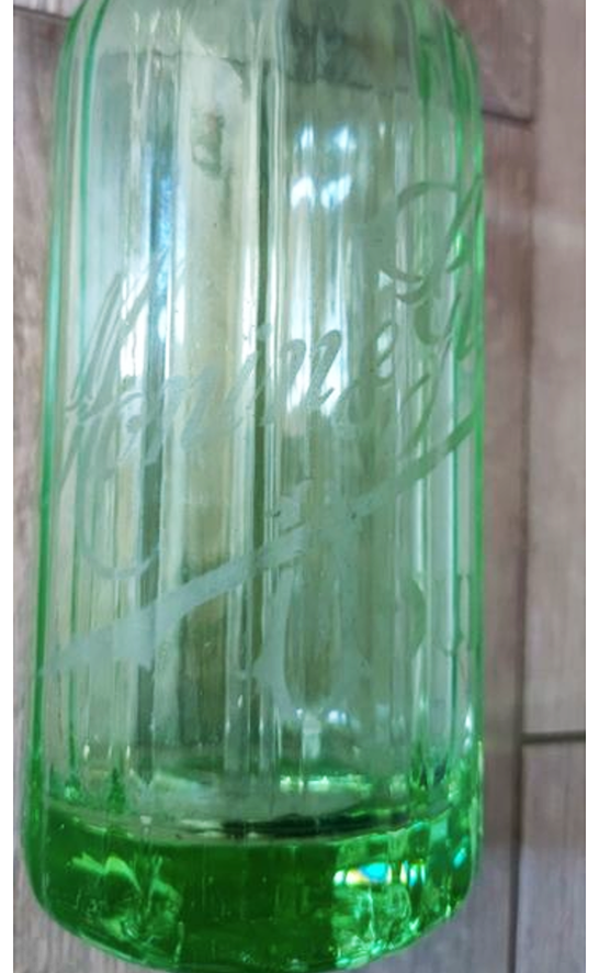 Ancien Siphon en Verre Vert Monin & Gillet Moulins (1)