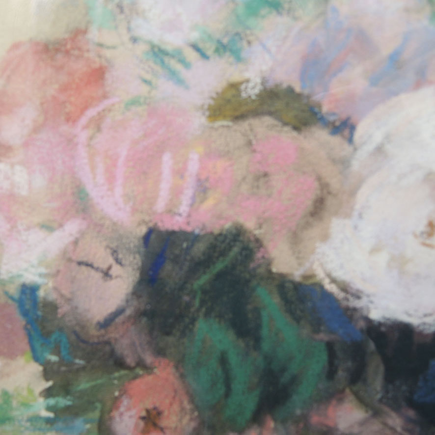 Ancien Tableau Pastel Encadré & Signé - S. Beaujeu Dufour - Bouquet (1)