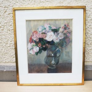 Ancien Tableau Pastel Encadré & Signé - S. Beaujeu Dufour - Bouquet