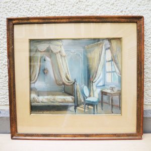 Ancien Tableau Pastel Encadré & Signé - S. Beaujeu Dufour - chambre