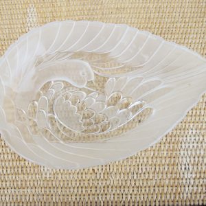 Ancienne Coupe en Verre Décor Cygne